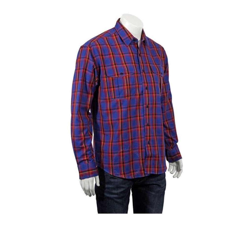 BURBERRY Chester bright Blue and Red Plaid Men's Shirt size L